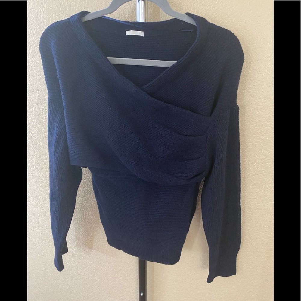 Navy blue criss cross sweater